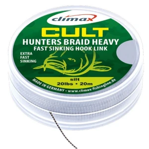 Fir textil Climax CULT HUNTERSBRAID HEAVY SINKING HOOKLINK 20m 30lb Dark Silt