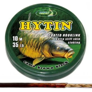 KATRAN Coated braided hook links HYTIN 35Lb 10 M/35Lb/10 M/camo brown black