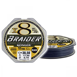 Fir Textil Konger Rigging Line Braider X8 Black 0.16mm, 18.8kg, 10m