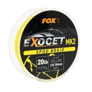 FIR TEXTIL FOX EXOCET MK2 SPOD BRAID YELLOW, 0.18MM, 20LBS, 300M FIR TEXTIL FOX EXOCET MK2 SPOD BRAID YELLOW, 0.18MM, 20LBS, 300M