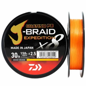 Fir Textil DAIWA J-Braid Expedition X8 PE 0.18mm, 12.30kg, 150m, Orange Fir Textil DAIWA J-Braid Expedition X8 PE 0.18mm, 12.30kg, 150m, Orange