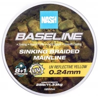 Fir Textil Nash Baseline Sinking Braid, Uv Yellow, 13.6kg, 30lbs, 0.28mm, 1200m
