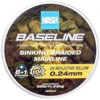 Fir Textil Nash Baseline Sinking Braid, UV Yellow, 13.6kg, 30lbs, 0.28mm, 1200m Fir Textil Nash Baseline Sinking Braid, UV Yellow, 13.6kg, 30lbs, 0.28mm, 1200m