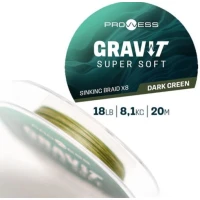 Multifilament PROWESS Gravi-T X8 Super Soft Sinking Braid, Green, 25lbs-11.30kg, 20m