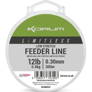 Fir Monofilament KORUM Limitless Low Stretch Feeder Line, 3.6kg, 0.26mm, 300m