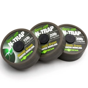 Fir Textil KORDA N-Trap Semi Stiff Coated, Weedy Green, 30lbs, 20m