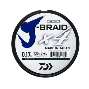 FIR TEXTIL DAIWA J-BRAID X4 0.10MM 3.8KG 135MT VERDE FIR TEXTIL DAIWA J-BRAID X4 0.10MM 3.8KG 135MT VERDE