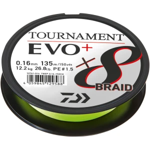 Fir Textil Daiwa Tournament 8x Braid EVO+ Chartreuse, 135m, 0.12mm, 8.6kg Fir Textil Daiwa Tournament 8x Braid EVO+ Chartreuse, 135m, 0.12mm, 8.6kg