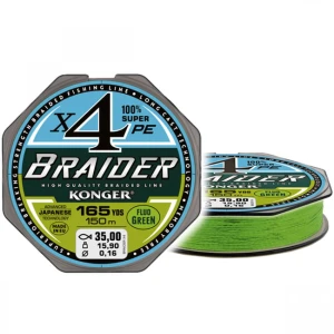 Fir Textil Konger Braider X4 Fluo Green 0.04mm, 3.45kg, 150m Fir Textil Konger Braider X4 Fluo Green 0.04mm, 3.45kg, 150m