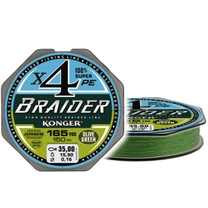 Fir Textil Konger Braider X4 Olive Green, 150m, 0.16mm, 15.90kg Fir Textil Konger Braider X4 Olive Green, 150m, 0.16mm, 15.90kg
