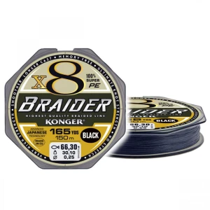 Fir Textil Konger Braider X8 Black 0.16mm, 18.8kg, 150m