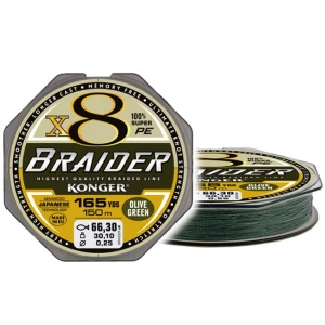 Fir Textil Konger Braider X8 Olive Green 0.10mm, 10.7kg, 150m Fir Textil Konger Braider X8 Olive Green 0.10mm, 10.7kg, 150m