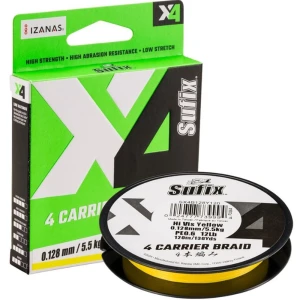 Fir Textil SUFIX X4 Carrier Braid, Hi Vis Yellow, 120m, 0.128mm, 5.5kg/12lbs