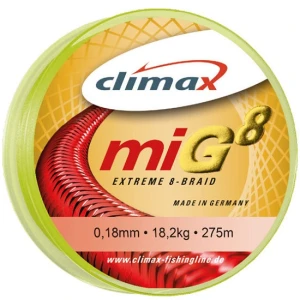 Fir textil Climax MIG8 FLUO YELLOW 135m 0.20mm 19.5kg Fir textil Climax MIG8 FLUO YELLOW 135m 0.20mm 19.5kg