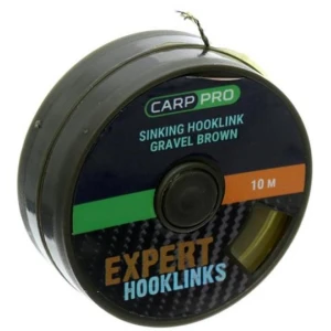 Fir Textil cu Camasa CARP PRO Sinking Hooklink, Gravel Brown, 10lbs, 10m