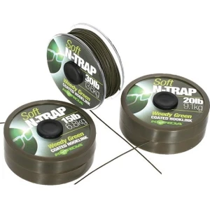 Fir Textil cu Camasa KORDA N-Trap Soft Coated, Weedy Green, 20lbs, 20m