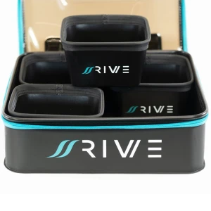 Geanta EVA + 4 Bacuri RIVE Bait Tub Case L, 36x36x11cm
