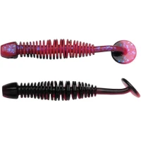Grub Berkley Powerbait Power Leech, Salmon Egg Red / Black, 6cm, 10buc/pac