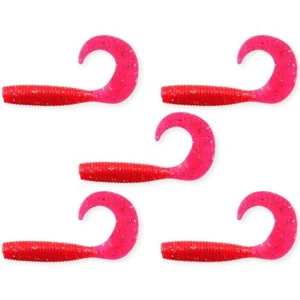 Twister Nevis 7.5cm, 5buc/pac, Rosu Glitter