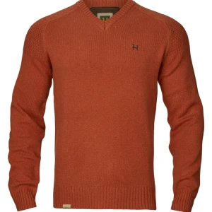 Pulover HARKILA Vincent Merino V-Neck Pullover, Bombay Brown, Marimea XL