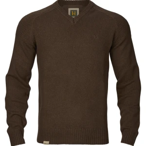 Pulover HARKILA Vincent Merino V-Neck Pullover, Demitasse Brown, Marimea 2XL