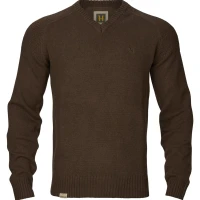 Pulover HARKILA Vincent Merino V-Neck Pullover, Demitasse Brown, Marimea XL