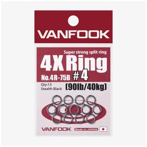 Anouri Vanfook 4R-75B Super Strong Sprit Ring Black Nr.4, 90LB, 13buc/pac