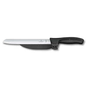Cutit Bucatarie Victorinox Swiss Classic DUX-Knife, margine ondulata, 21cm, negru