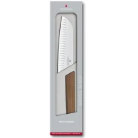 Cutit Bucatarie Victorinox, Swiss Modern Santoku, Lama Gofrata 17cm, Lemn Nuc, Cutie Cadou