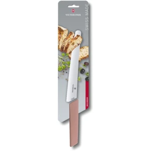Cutit Bucatarie Victorinox, Swiss Modern pentru Paine , Lama Zimtata 22cm, Roz, Blister