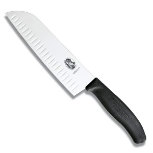 Cutit Bucatarie Victorinox SwissClassic Santoku Knife, Lama Gofrata 17cm, Negru, Cutie Cadou