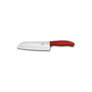Cutit Bucatarie Victorinox SwissClassic Santoku Knife, Lama Gofrata 17cm, Rosu, Cutie Cadou