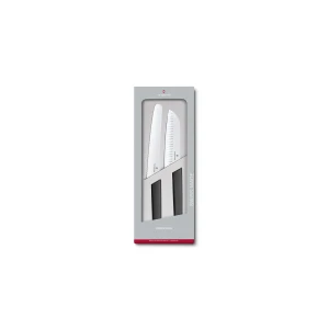 Set 2 Cutite Victorinox Swiss Modern Bread and Santoku Knife, 17/22cm, Negru