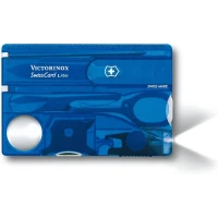 Trusa Multifuncionala Victorinox Swiss Card Lite, Swiss Made Pocket Tool, 13 Functions, Led, Magnifier, Blue Transparent