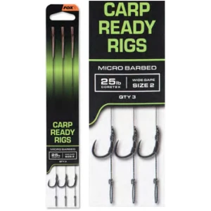 Carlige Legate FOX Carp Ready Rigs Wide Gape Nr.2, 20cm/25lbs, 3buc/pac Carlige Legate FOX Carp Ready Rigs Wide Gape Nr.2, 20cm/25lbs, 3buc/pac
