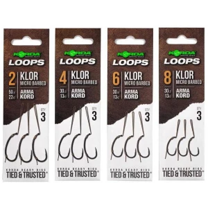 Carlige Legate KORDA Loop Rigs Klor, Nr.4, 30lbs, 3buc/pac