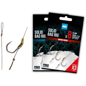 Carlige Legate Nash Solid Bag Rig Barbed, 20lbs, nr.6, 3buc/plic Carlige Legate Nash Solid Bag Rig Barbed, 20lbs, nr.6, 3buc/plic