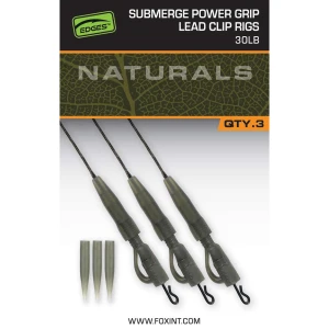 Montura Fox Edges Naturals Submerge Power Grip Lead Clip Leaders 30lb, 3buc/pac
