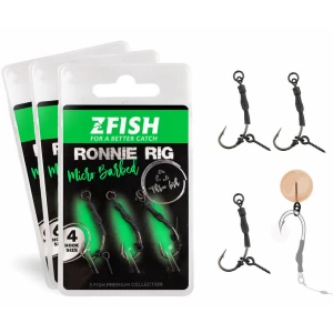 Montura ZFISH Ronnie Rig, Carlig Curve Shank, Nr.4, 3buc/pac