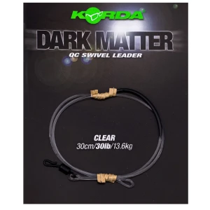 Montura cu Vartej Rapid KORDA Dark Matter Leader QC Swivel, Clear, 30lbs, 50cm