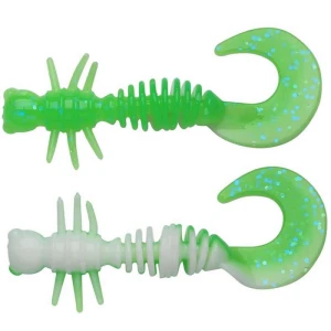 Larva BERKLEY PowerBait Power Curly, Spring Green / White, 4cm, 12buc/pac