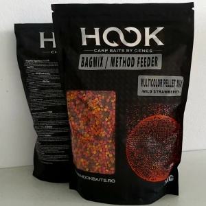 Pelete HOOKBAITS Pellet Mix Multicolor, Wild Strawberry, 4mm, 1kg