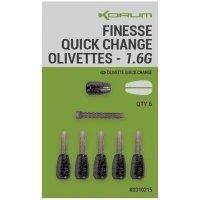 Plumbi cu Schimbare Rapida Korum Finesse Quick Change Olivettes, 1.6g, 6buc/pac Plumbi cu Schimbare Rapida Korum Finesse Quick Change Olivettes, 1.6g, 6buc/pac