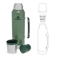 Termos STANLEY The Legendary Classic Bottle 1.0L / 1.1QT, Hammertone Green