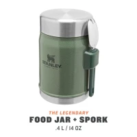Termos Mancare Cu Tacam Stanley The Legendary Food Jar + Spork Hammertone Green 0.4 L 