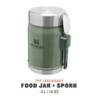Termos Mancare Cu Tacam Stanley The Legendary Food Jar + Spork Hammertone Green 0.4 L  Termos Mancare Cu Tacam Stanley The Legendary Food Jar + Spork Hammertone Green 0.4 L
