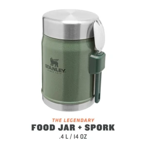Termos mancare cu tacam Stanley The Legendary Food Jar + Spork Hammertone Green 0.4 l  Termos mancare cu tacam Stanley The Legendary Food Jar + Spork Hammertone Green 0.4 l