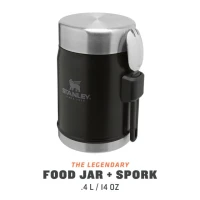 Termos Mancare Cu Tacam Stanley The Legendary Food Jar + Spork Matte Black Pebble 0.4 L  Termos Mancare Cu Tacam Stanley The Legendary Food Jar + Spork Matte Black Pebble 0.4 L