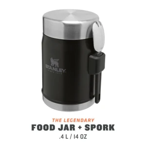 Termos mancare cu tacam Stanley The Legendary Food Jar + Spork Matte Black Pebble 0.4 l  Termos mancare cu tacam Stanley The Legendary Food Jar + Spork Matte Black Pebble 0.4 l