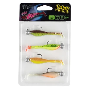 Fox Rage Mini Fry x 4 Mixed UV Colour Pack LOADED 5g 1/0 head, 7cm, 4 buc